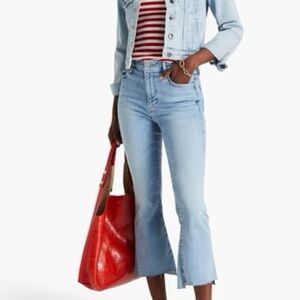 NWT Frame Women's Blue Crop Mini Bootcut High Waist Raw Hem Jeans Pants Size 26